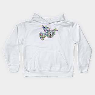 Dove in multicoloured mosaic design Kids Hoodie